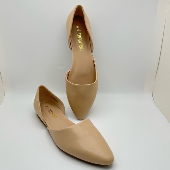 DREAM PAIRS Women's Flats Sz 10M Jilian Low Shoes Nude Pointed Toe - Picture 3 of 10